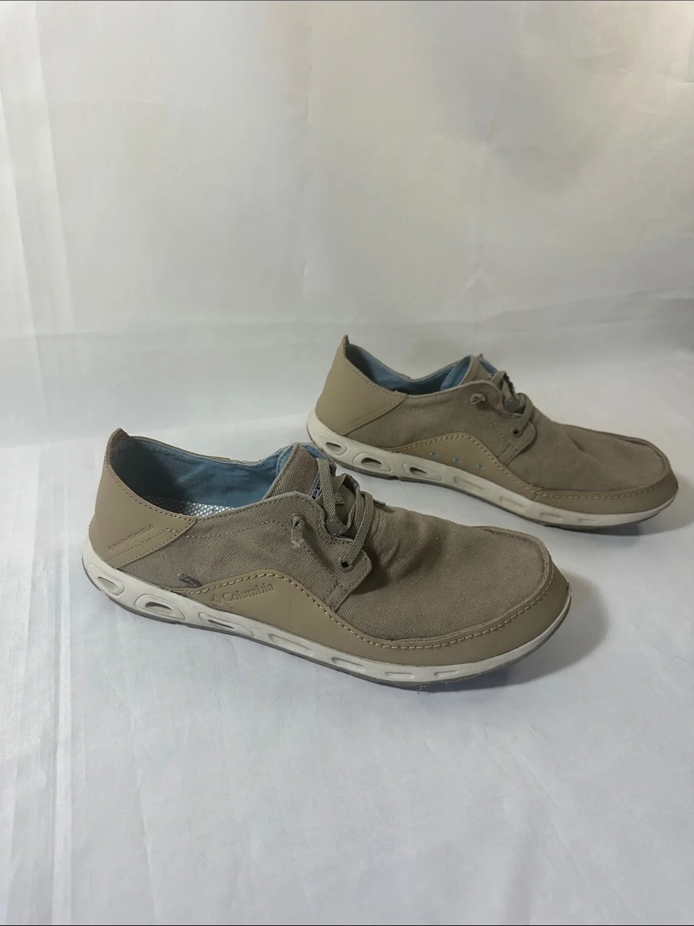 Columbia PFG Bahama Vent Boat Shoes Men’s 11.5 Tan Canvas Casual Comfort